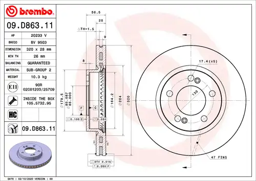 спирачен диск BRECO BV 9503