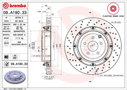 спирачен диск BRECO BZ 9318