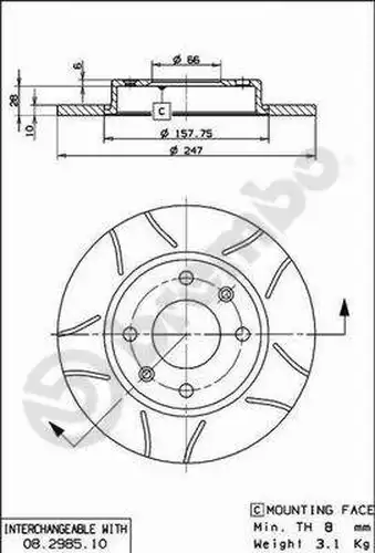 спирачен диск BREMBO 08.2985.75