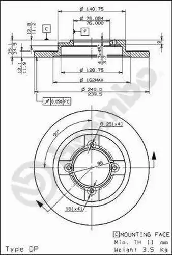 спирачен диск BREMBO 08.3082.10