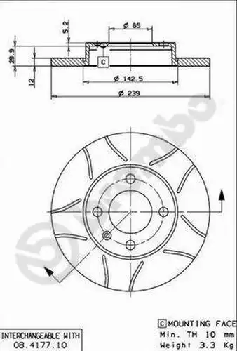 спирачен диск BREMBO 08.4177.75