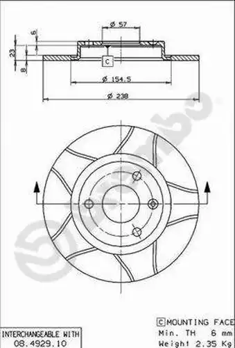 спирачен диск BREMBO 08.4929.75