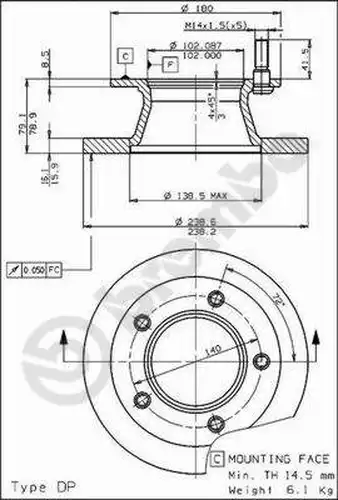 спирачен диск BREMBO 08.5181.10