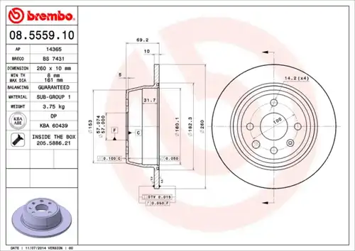 спирачен диск BREMBO 08.5559.10