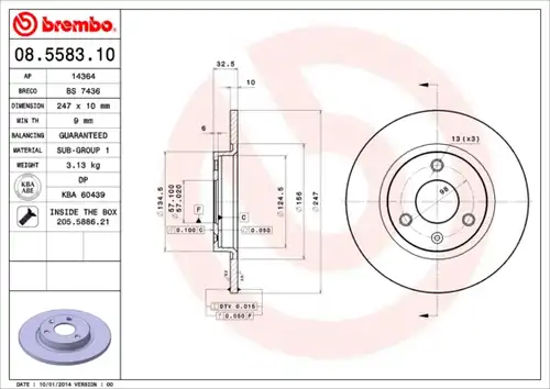 спирачен диск BREMBO 08.5583.10