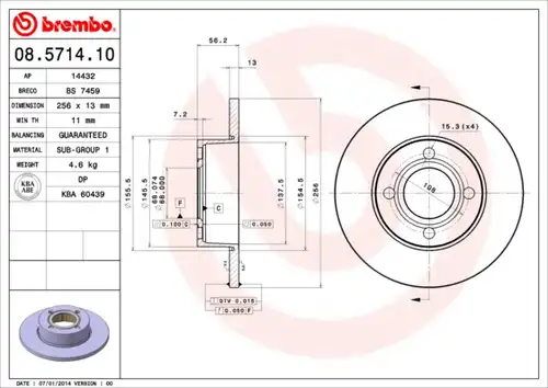 спирачен диск BREMBO 08.5714.10