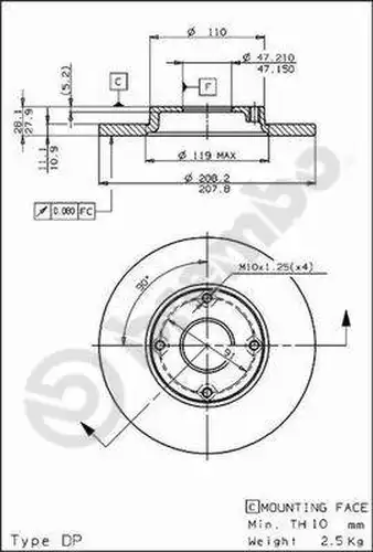 спирачен диск BREMBO 08.5877.10