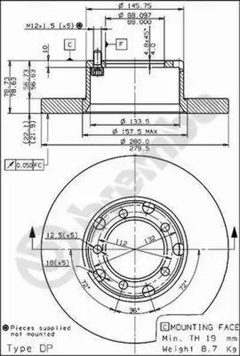 спирачен диск BREMBO 08.6923.20