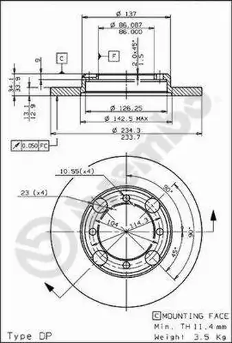 спирачен диск BREMBO 08.7072.10