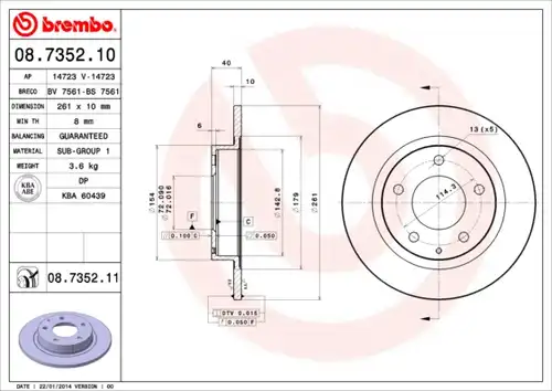 спирачен диск BREMBO 08.7352.10