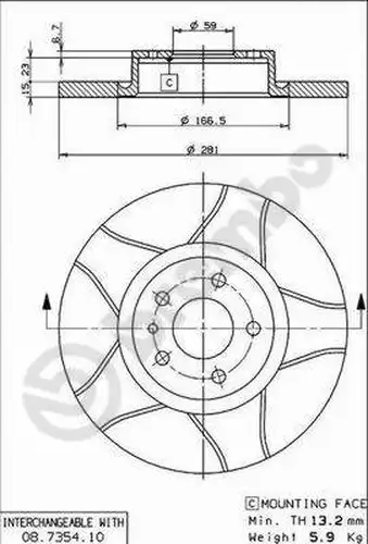 спирачен диск BREMBO 08.7354.75