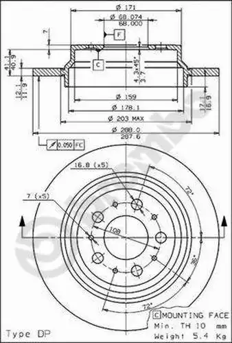 спирачен диск BREMBO 08.7765.75