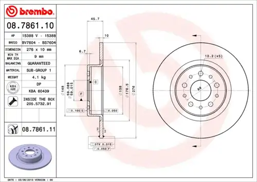 спирачен диск BREMBO 08.7861.10