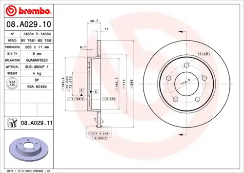 спирачен диск BREMBO 08.A029.10