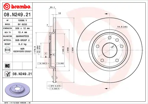 спирачен диск BREMBO 08.N249.21