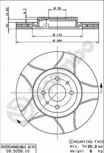 спирачен диск BREMBO 09.5058.75