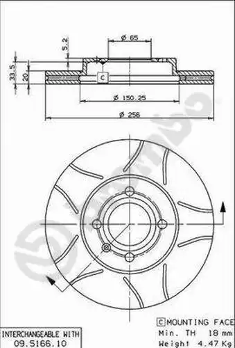 спирачен диск BREMBO 09.5166.75