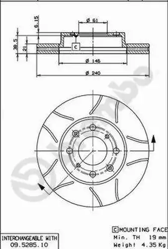 спирачен диск BREMBO 09.5285.75