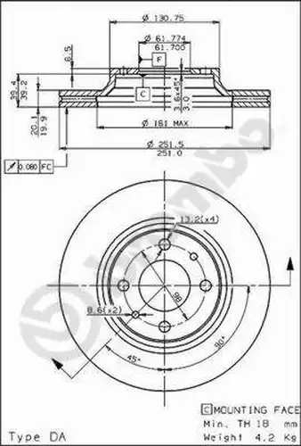 спирачен диск BREMBO 09.5307.10