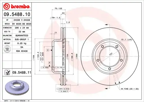 спирачен диск BREMBO 09.5488.11