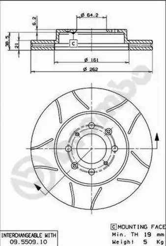 спирачен диск BREMBO 09.5509.75