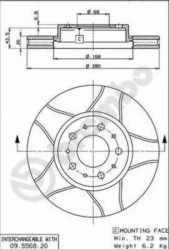 спирачен диск BREMBO 09.5568.76