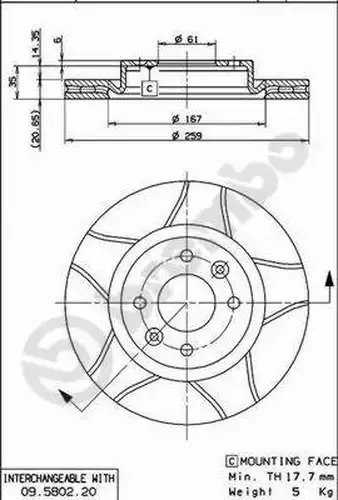 спирачен диск BREMBO 09.5802.76