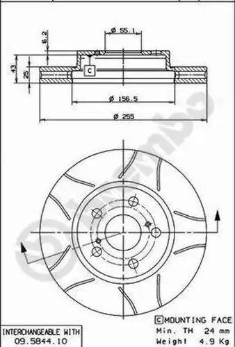 спирачен диск BREMBO 09.5844.75