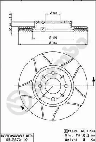 спирачен диск BREMBO 09.5870.75