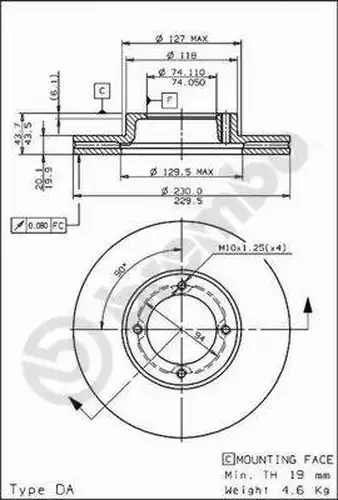 спирачен диск BREMBO 09.6709.10