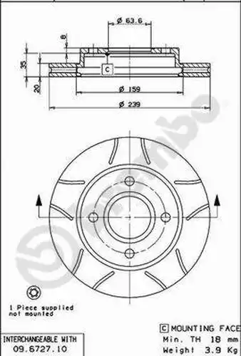 спирачен диск BREMBO 09.6727.77