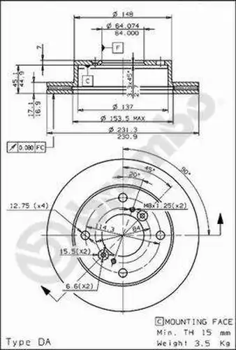 спирачен диск BREMBO 09.6741.10