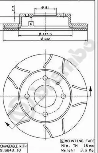 спирачен диск BREMBO 09.6943.75