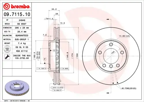 спирачен диск BREMBO 09.7115.10