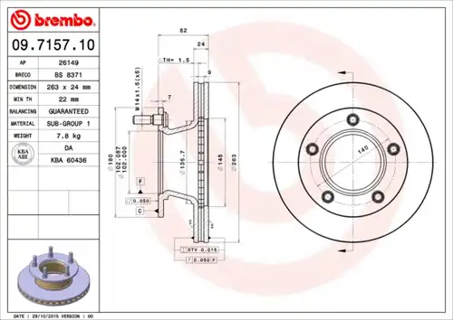 спирачен диск BREMBO 09.7157.10