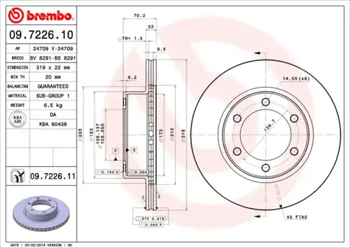 спирачен диск BREMBO 09.7226.10