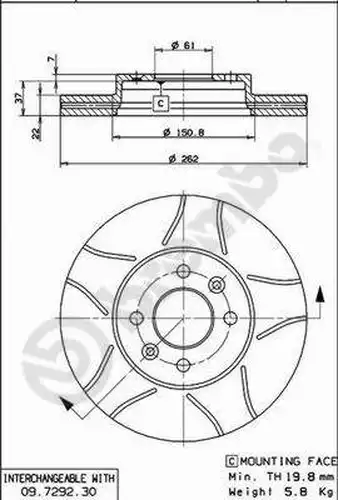 спирачен диск BREMBO 09.7292.77