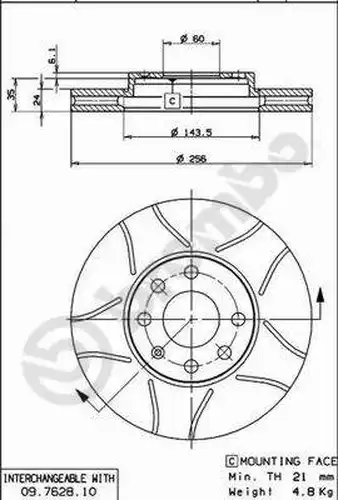 спирачен диск BREMBO 09.7628.75