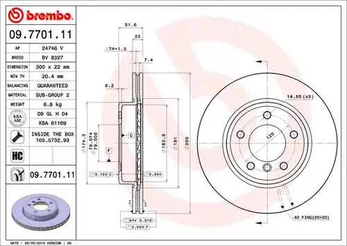 спирачен диск BREMBO 09.7701.11