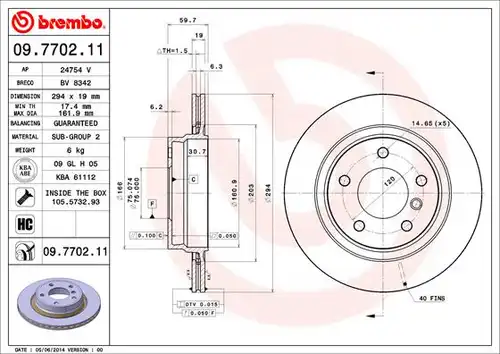 спирачен диск BREMBO 09.7702.11