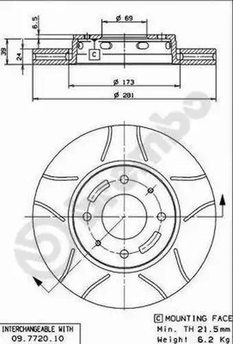 спирачен диск BREMBO 09.7720.75