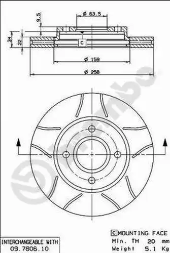 спирачен диск BREMBO 09.7806.75