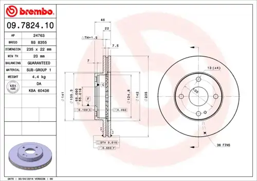 спирачен диск BREMBO 09.7824.10