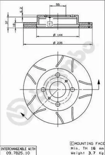 спирачен диск BREMBO 09.7825.75