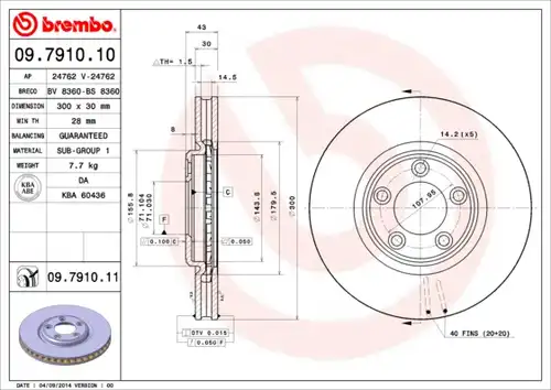 спирачен диск BREMBO 09.7910.10