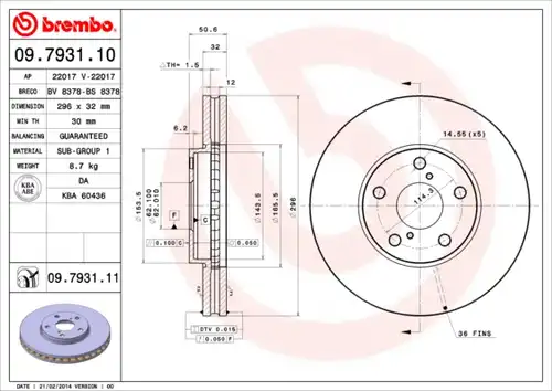 спирачен диск BREMBO 09.7931.10