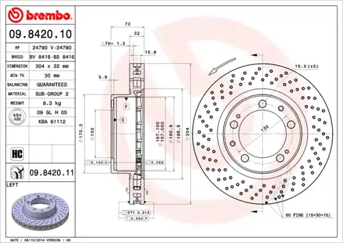 спирачен диск BREMBO 09.8420.10