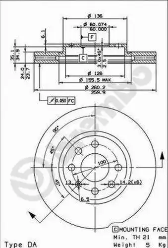 спирачен диск BREMBO 09.8601.75