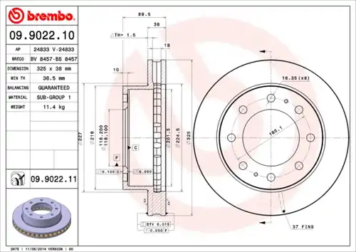 спирачен диск BREMBO 09.9022.10