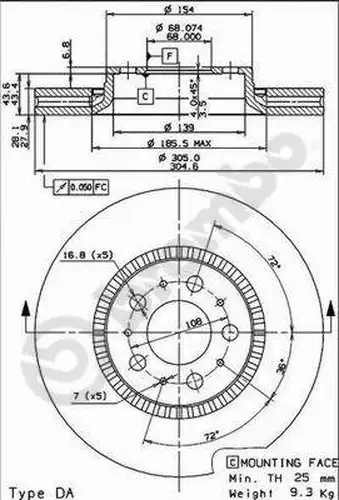 спирачен диск BREMBO 09.9130.75